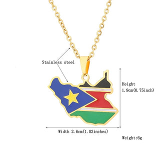 South Sudan Map/ Flag Necklace